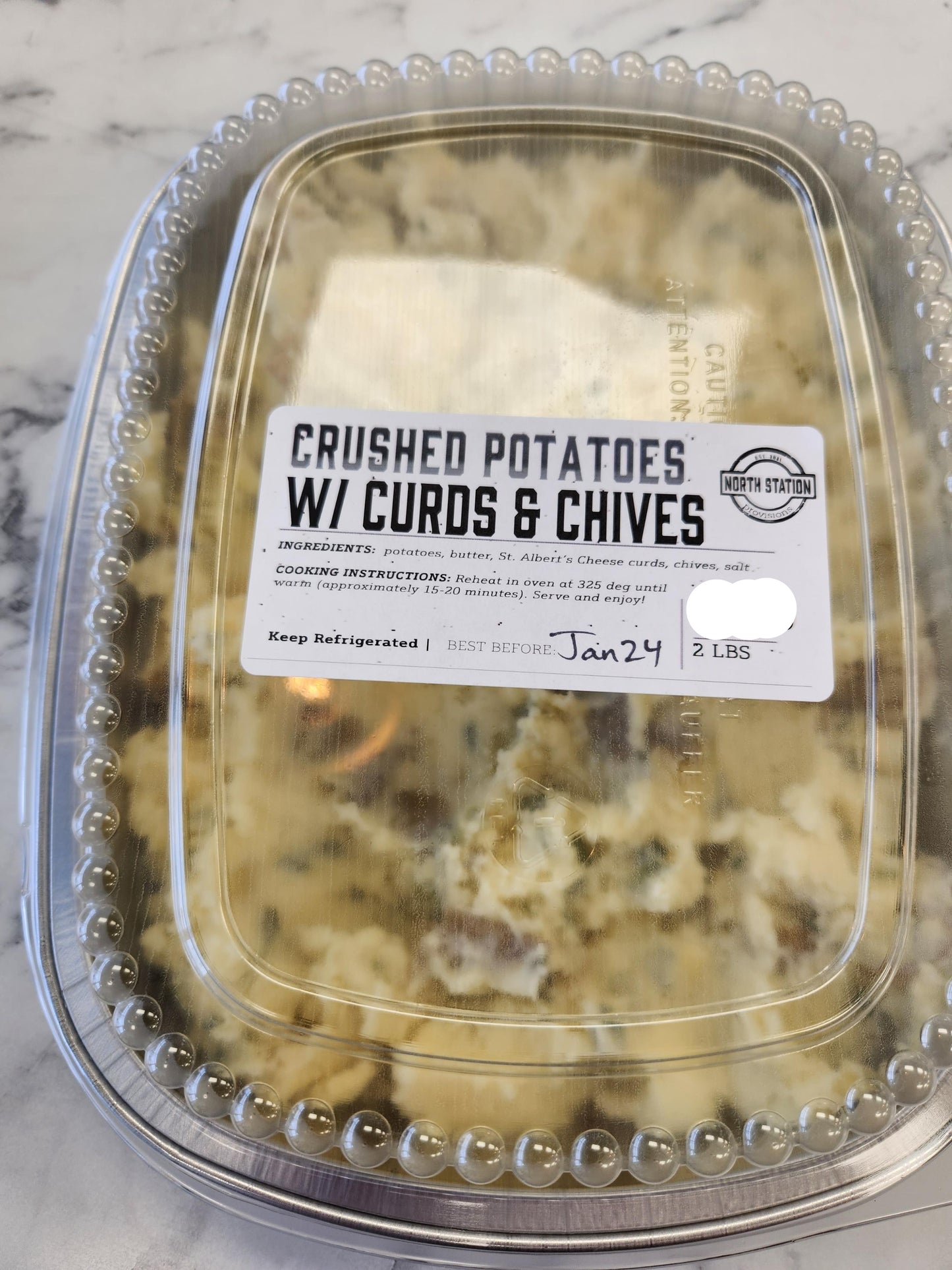 Crushed Potatoes with Curds and Chives (2 lbs)