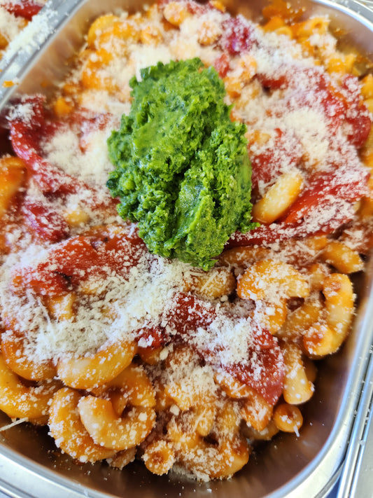 Baked Pasta w/ Red Peppers & Pesto (1 lb)