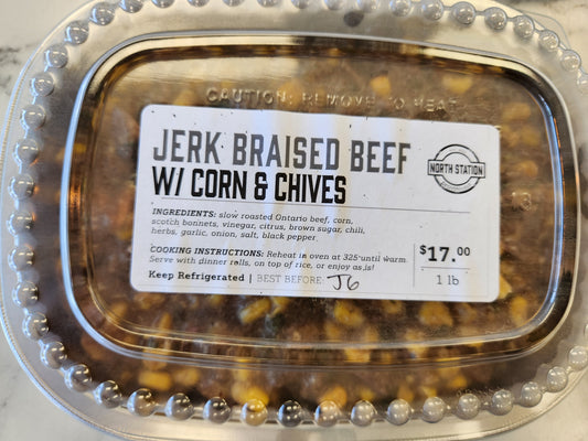 Jerk Braised Beef w/ Corn & Chives (1lb)-FROZEN